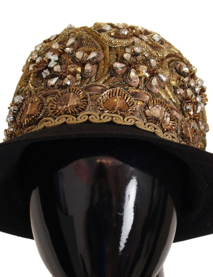 Dolce & Gabbana Gold Embellished Crystal Rhinestone Embroidered Fedora Hat - Ellie Belle