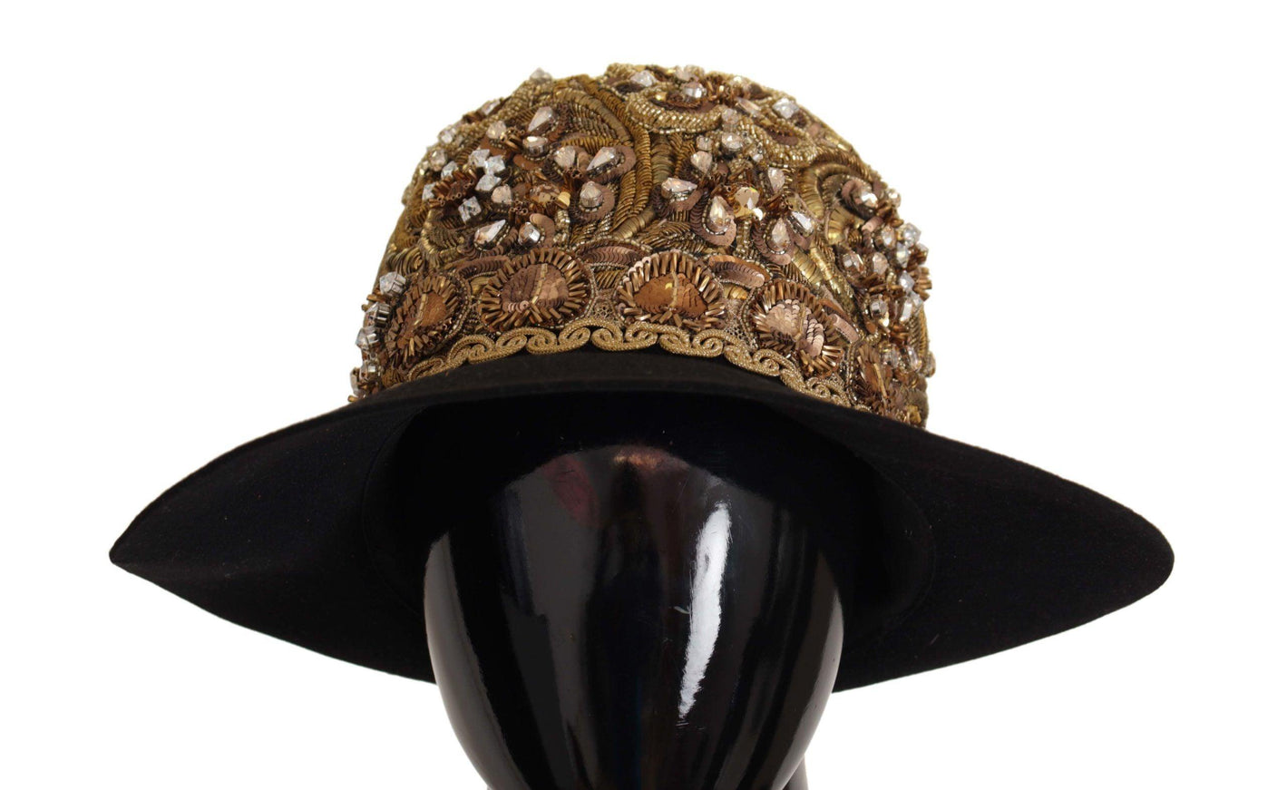 Dolce & Gabbana Gold Embellished Crystal Rhinestone Embroidered Fedora Hat - Ellie Belle