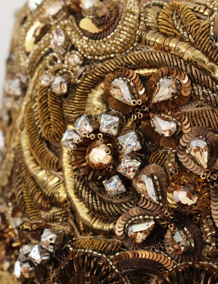 Dolce & Gabbana Gold Embellished Crystal Rhinestone Embroidered Fedora Hat - Ellie Belle
