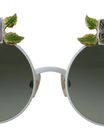 Dolce & Gabbana Gold Floral Embellished Metal Frame Round DG2186 Sunglasses - Ellie Belle