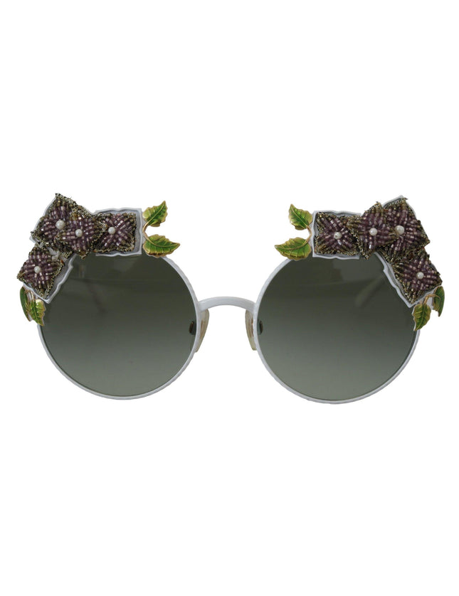 Dolce & Gabbana Gold Floral Embellished Metal Frame Round DG2186 Sunglasses - Ellie Belle