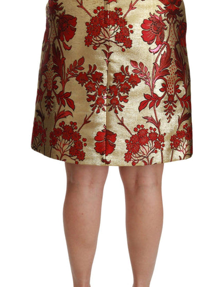 Dolce & Gabbana Gold Floral Jacquard High Waist Mini Skirt - Ellie Belle