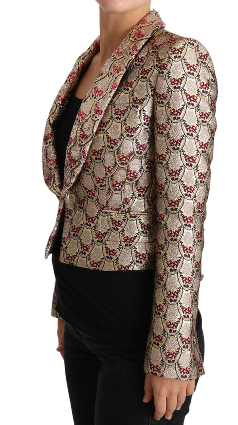 Dolce & Gabbana Gold Floral Sequined Blazer Coat Jacket