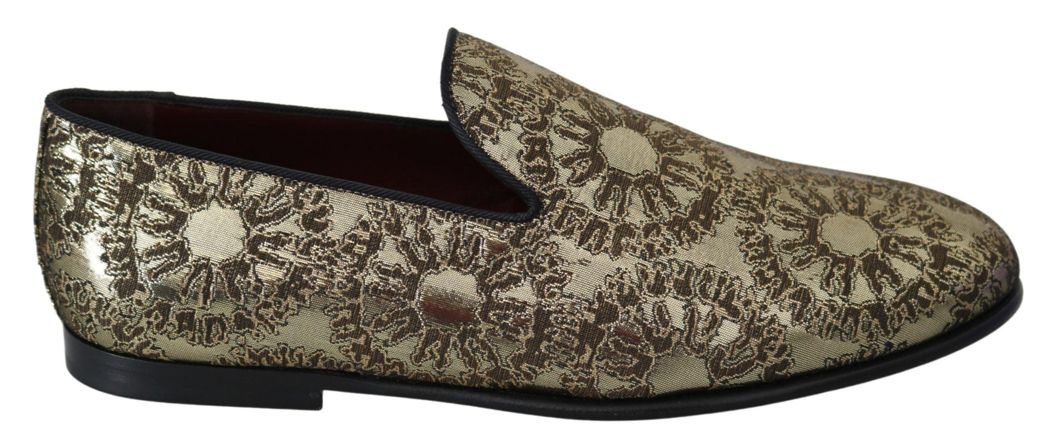 Dolce & Gabbana Gold Jacquard Flats Mens Loafers Shoes - Ellie Belle