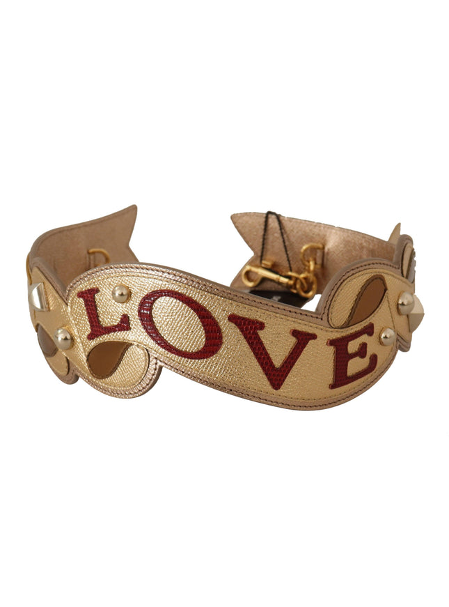 Dolce & Gabbana Gold Leather LOVE Patch Bag Shoulder Strap - Ellie Belle