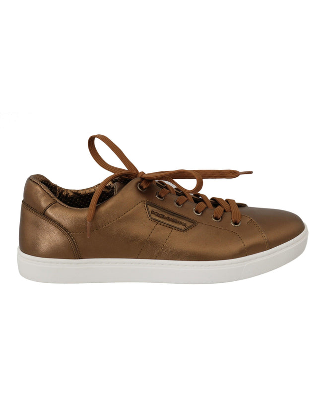 Dolce & Gabbana Gold Leather Mens Casual Sneakers - Ellie Belle