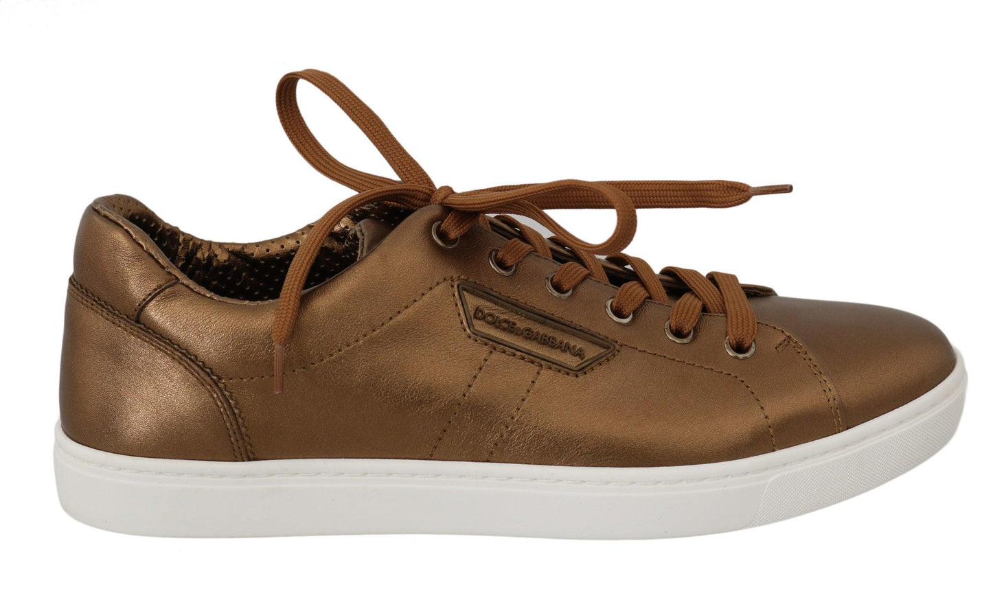 Dolce & Gabbana Gold Leather Mens Casual Sneakers - Ellie Belle