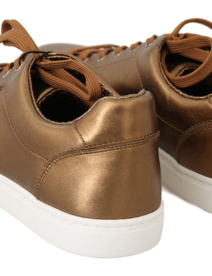 Dolce & Gabbana Gold Leather Mens Casual Sneakers - Ellie Belle