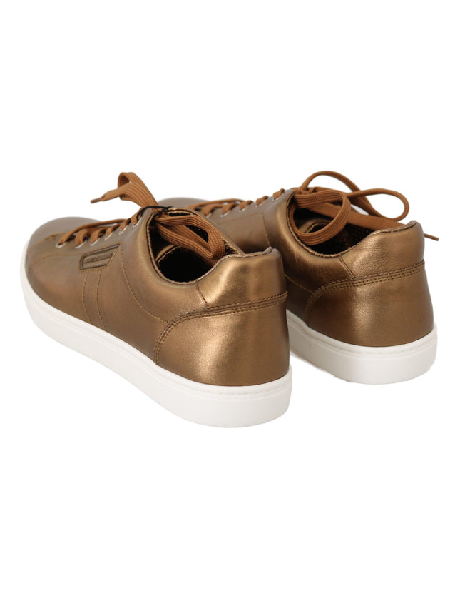 Dolce & Gabbana Gold Leather Mens Casual Sneakers - Ellie Belle