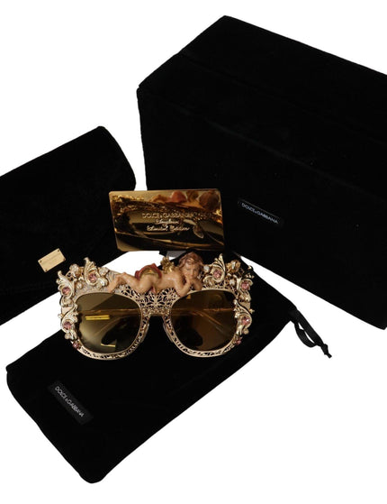 Dolce & Gabbana Gold Metal Crystals Angel Appliques DG2219 Sunglasses - Ellie Belle