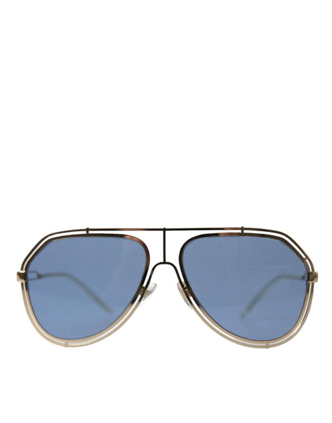 Dolce & Gabbana Gold Metal Frame Blue Lenses DG2176 Aviator Sunglasses - Ellie Belle