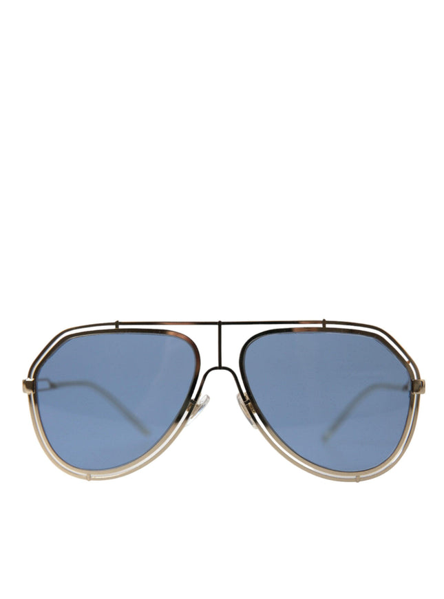 Dolce & Gabbana Gold Metal Frame Blue Lenses DG2176 Aviator Sunglasses - Ellie Belle