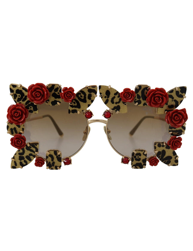 Dolce & Gabbana Gold Metal Frame Roses Embellished DG2207B Sunglasses - Ellie Belle