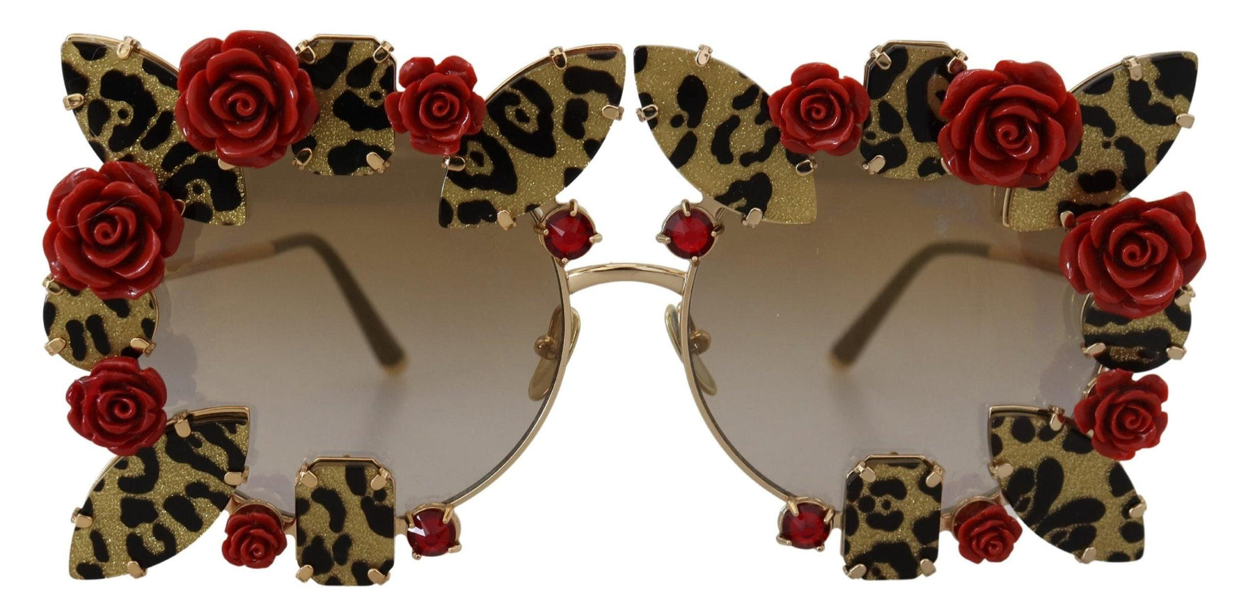 Dolce & Gabbana Gold Metal Frame Roses Embellished DG2207B Sunglasses - Ellie Belle