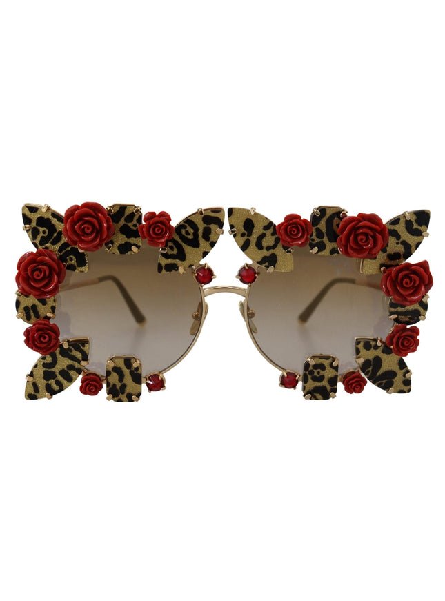 Dolce & Gabbana Gold Metal Frame Roses Embellished DG2207B Sunglasses - Ellie Belle
