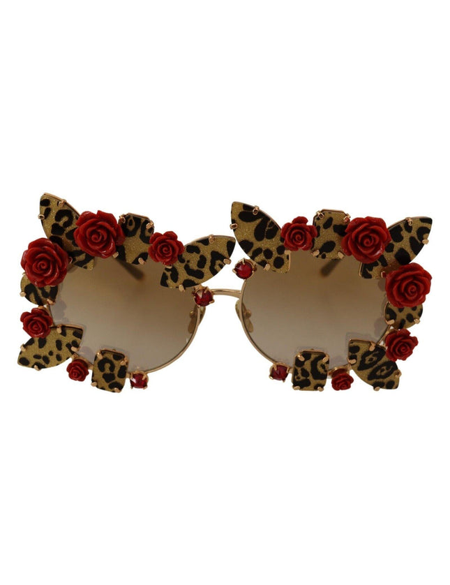 Dolce & Gabbana Gold Metal Frame Roses Embellished Sunglasses - Ellie Belle