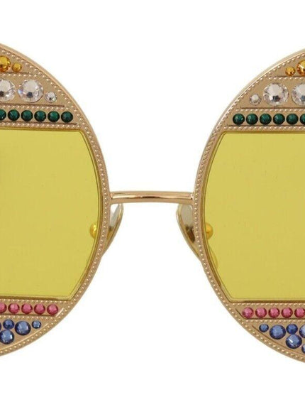 Dolce & Gabbana Gold Oval Metal Crystals Shades Sunglasses - Ellie Belle