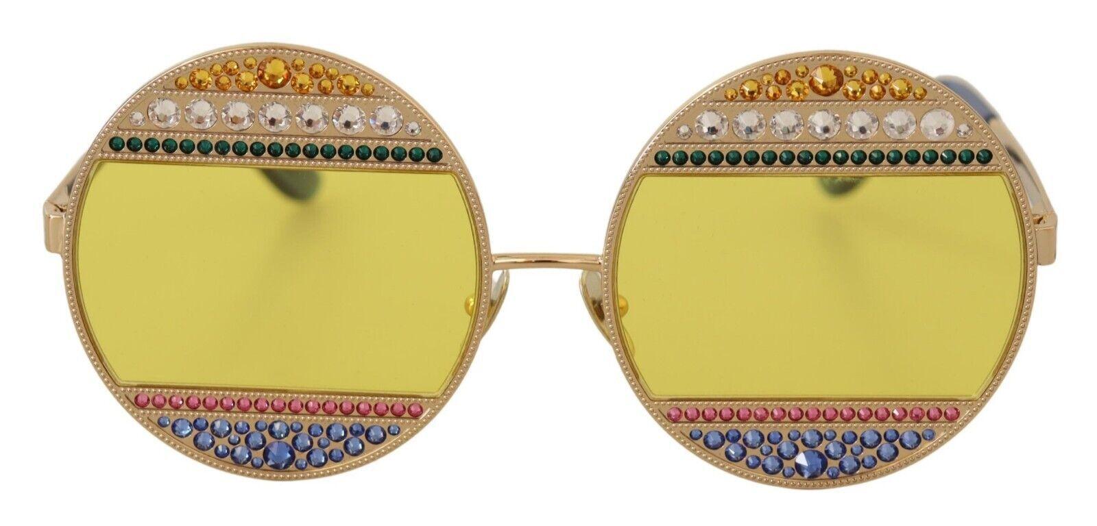 Dolce & Gabbana Gold Oval Metal Crystals Shades Sunglasses - Ellie Belle