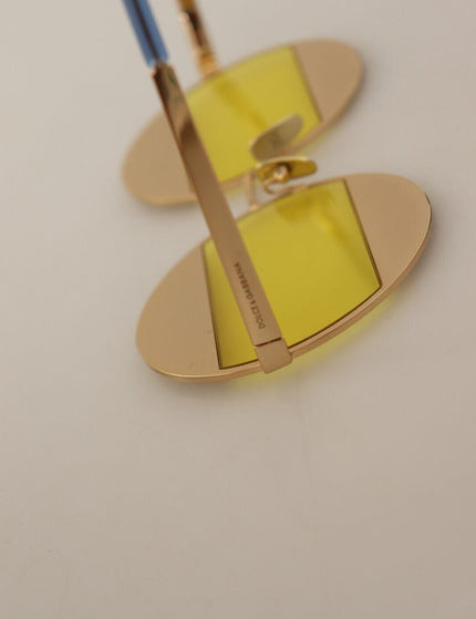 Dolce & Gabbana Gold Oval Metal Crystals Shades Sunglasses - Ellie Belle