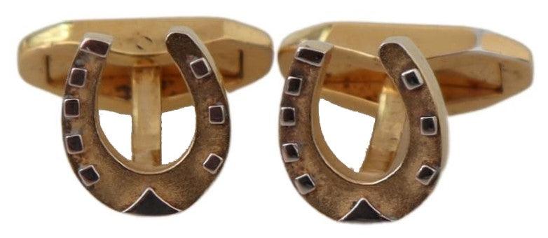 Dolce & Gabbana Gold Plated Brass Horseshoe Men Accessory Cufflinks - Ellie Belle