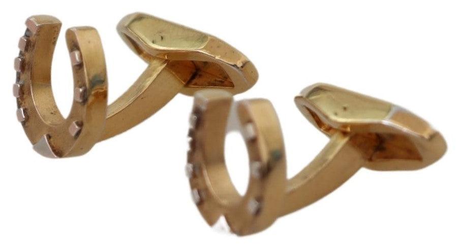 Dolce & Gabbana Gold Plated Brass Horseshoe Men Accessory Cufflinks - Ellie Belle