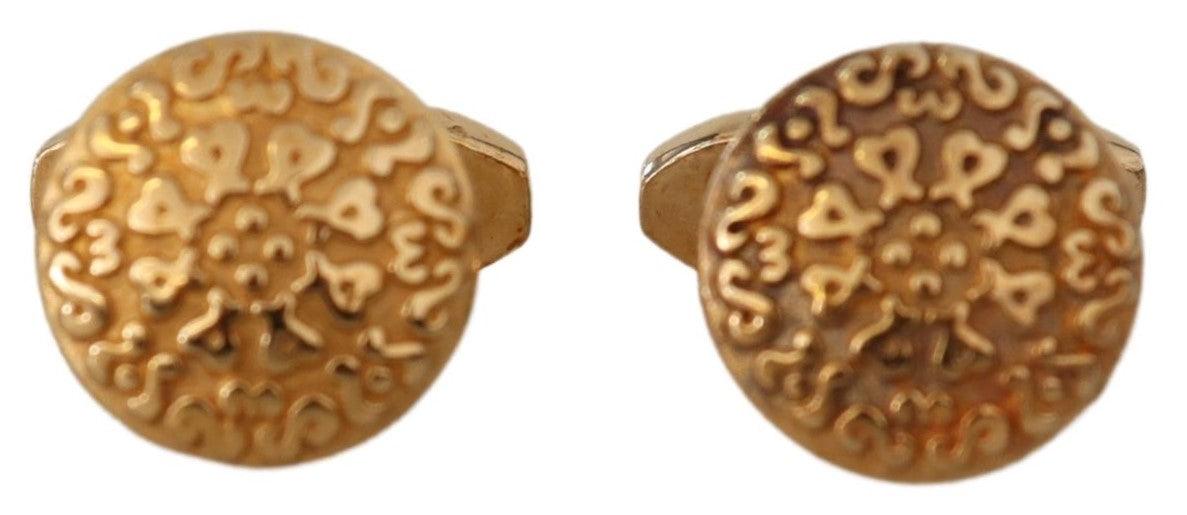 Dolce & Gabbana Gold Plated Brass Round Pin Men Cufflinks - Ellie Belle