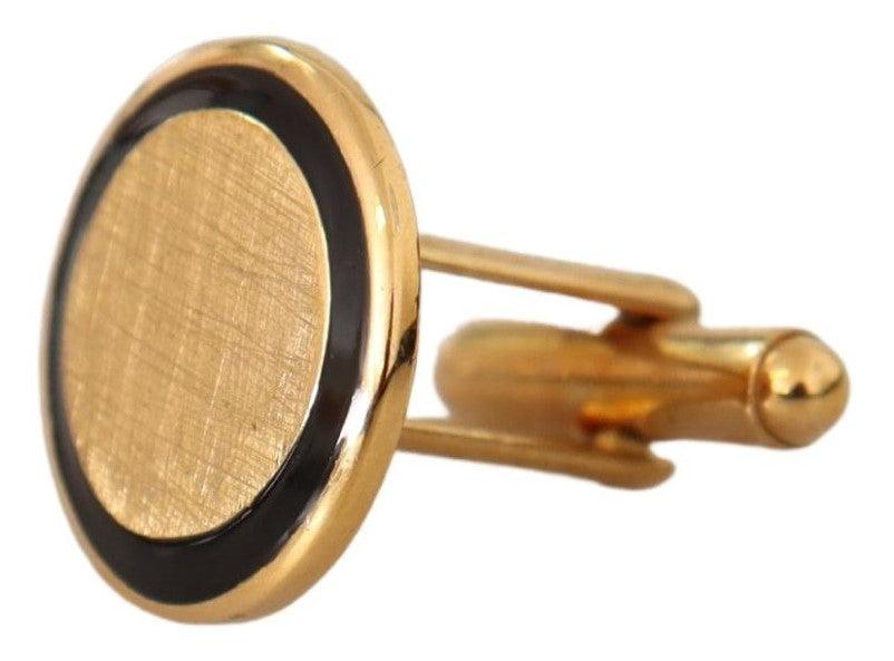 Dolce & Gabbana Gold Plated Brass Round Pin Men Cufflinks - Ellie Belle