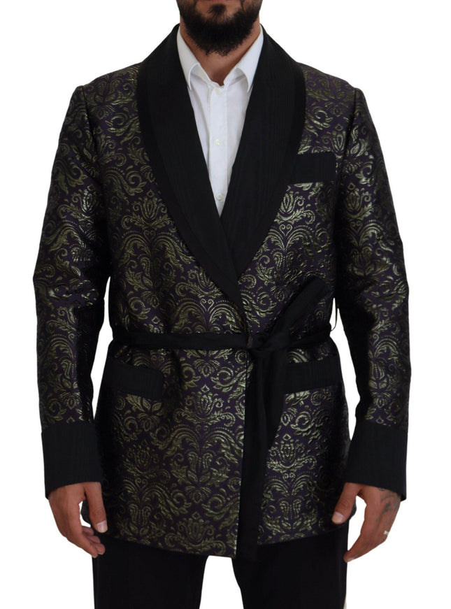 Dolce & Gabbana Gold Purple Baroque Jacket Blazer Robe - Ellie Belle