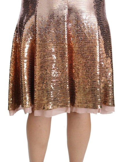 Dolce & Gabbana Gold Sequined High Waist Midi Skirt - Ellie Belle