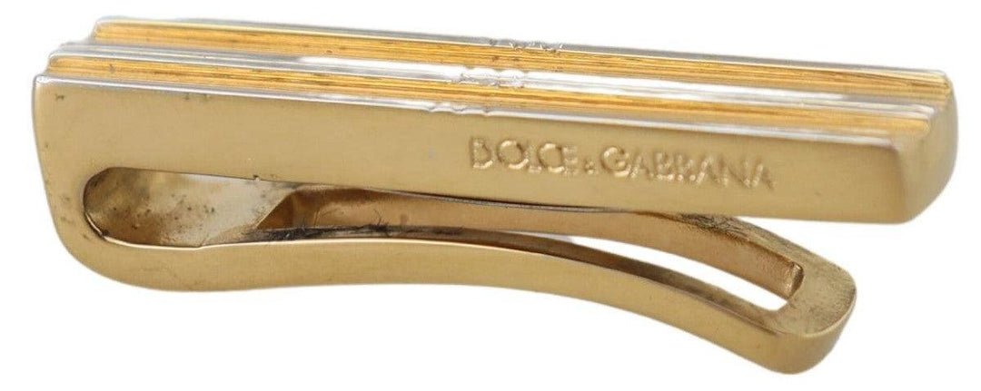 Dolce & Gabbana Gold Silver Brass Logo Men Tie Clip - Ellie Belle