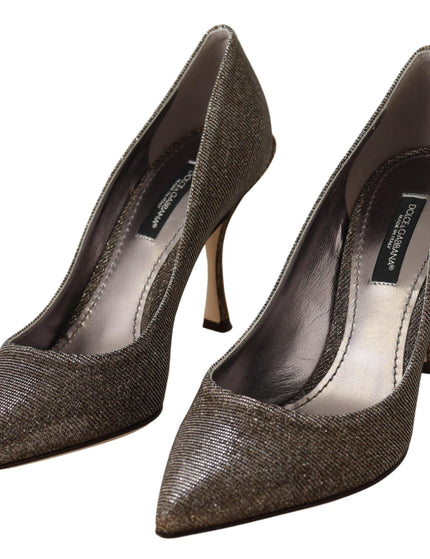Dolce & Gabbana Gold Silver Fabric Heels Pumps Shoes - Ellie Belle