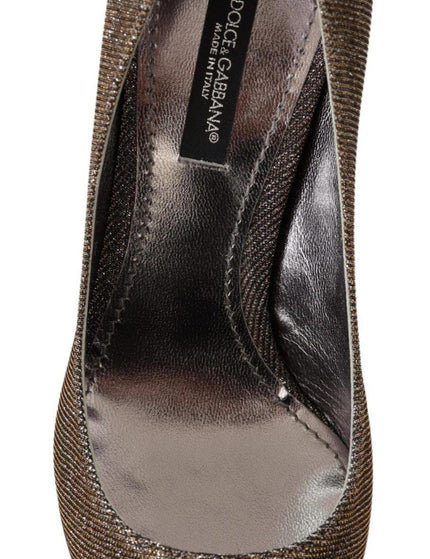 Dolce & Gabbana Gold Silver Fabric Heels Pumps Shoes - Ellie Belle