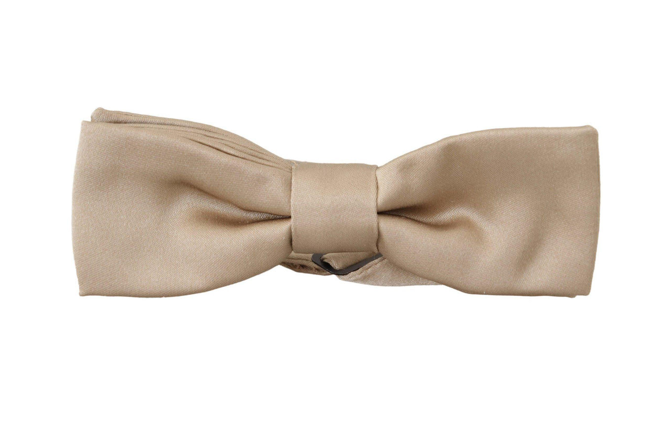 Dolce & Gabbana Gold Solid 100% Silk Adjustable Neck Papillon Tie - Ellie Belle