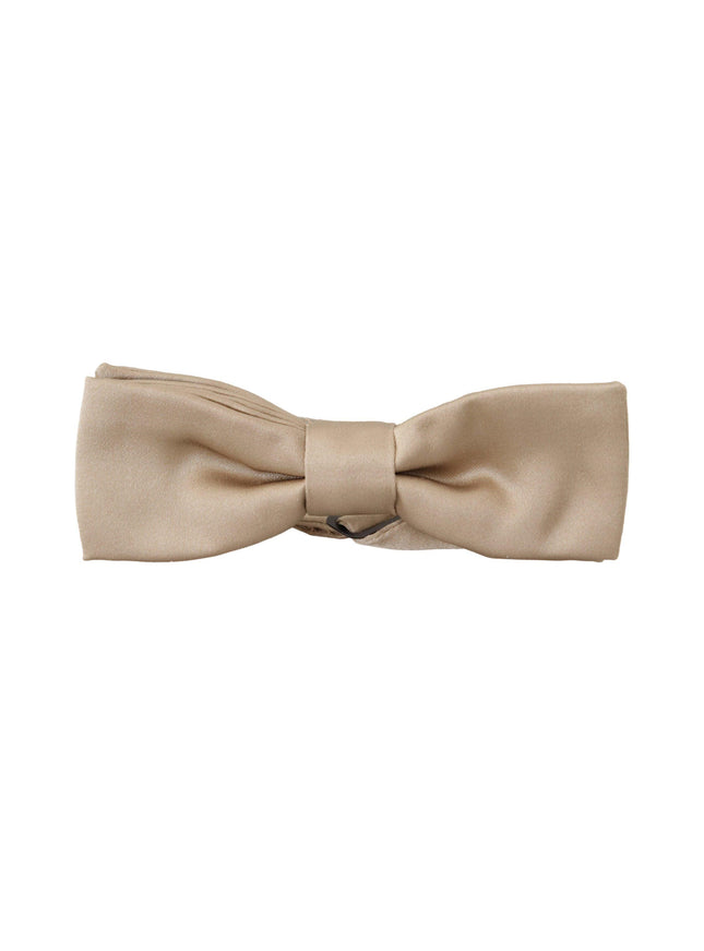 Dolce & Gabbana Gold Solid 100% Silk Adjustable Neck Papillon Tie - Ellie Belle