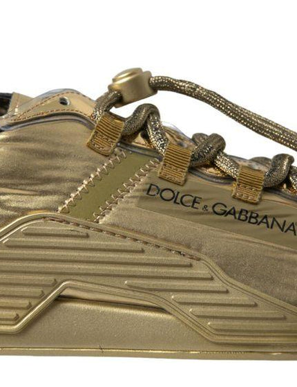 Dolce & Gabbana Gold Stretch Lace Up Sneakers NS1 Mens Shoes - Ellie Belle