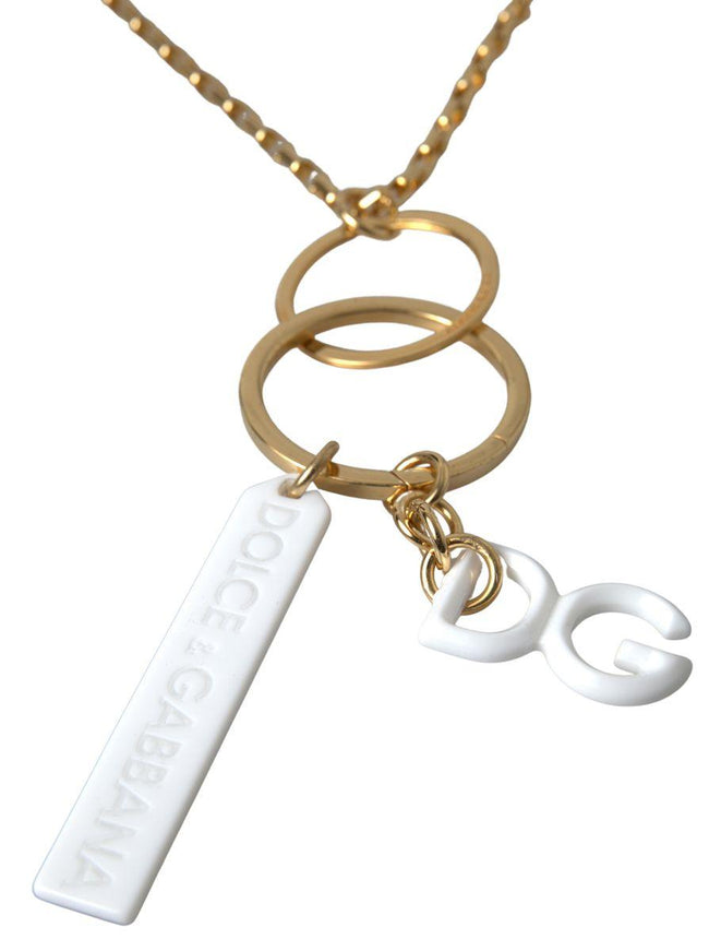 Dolce & Gabbana Gold Tone Brass Chain Link DG Logo Pendant Necklace - Ellie Belle