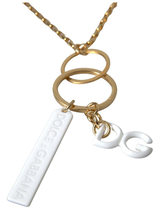 Dolce & Gabbana Gold Tone Brass Chain Link DG Logo Pendant Necklace - Ellie Belle