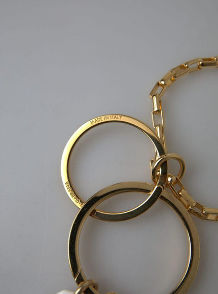 Dolce & Gabbana Gold Tone Brass Chain Link DG Logo Pendant Necklace - Ellie Belle