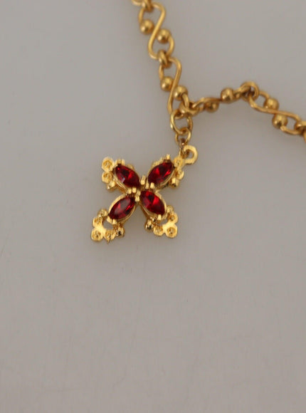 Dolce & Gabbana Gold Tone Brass Chain Religious Cross Pendant Necklace - Ellie Belle
