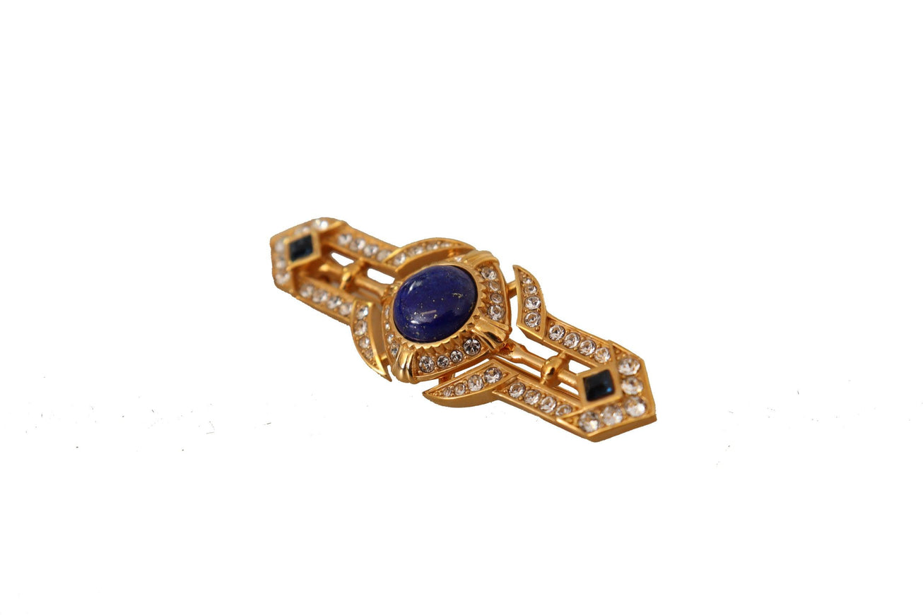 Dolce & Gabbana Gold Tone Brass Crystal Embellished Pin Brooch - Ellie Belle