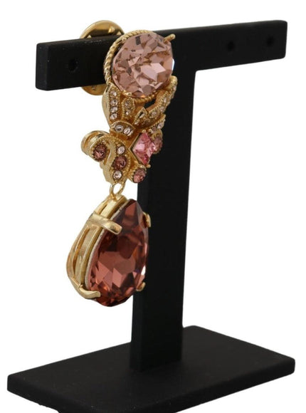 Dolce & Gabbana Gold Tone Brass Crystal Jewelry Dangling Pin Brooch - Ellie Belle