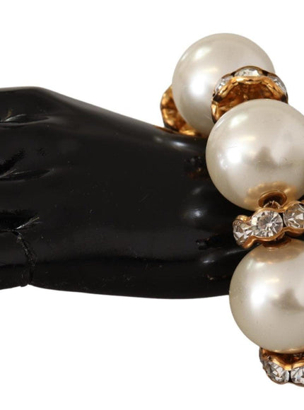 Dolce & Gabbana Gold Tone Brass Crystal Maxi Pearl Embellished Bracelet - Ellie Belle