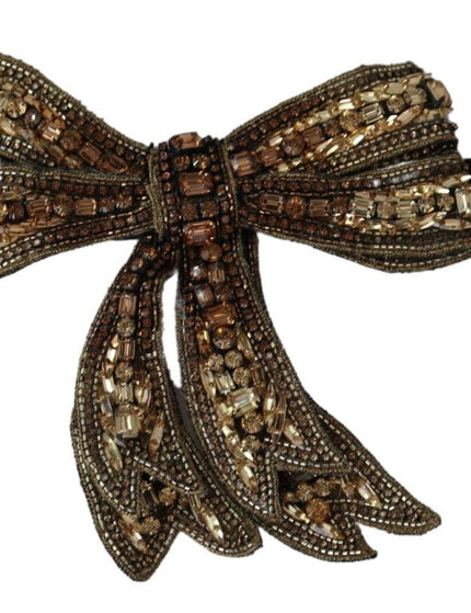 Dolce & Gabbana Gold Tone Silk Rhinestone Embellished Women Bowtie - Ellie Belle