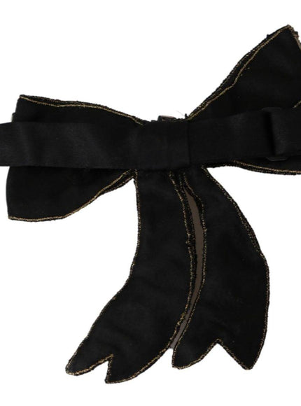 Dolce & Gabbana Gold Tone Silk Rhinestone Embellished Women Bowtie