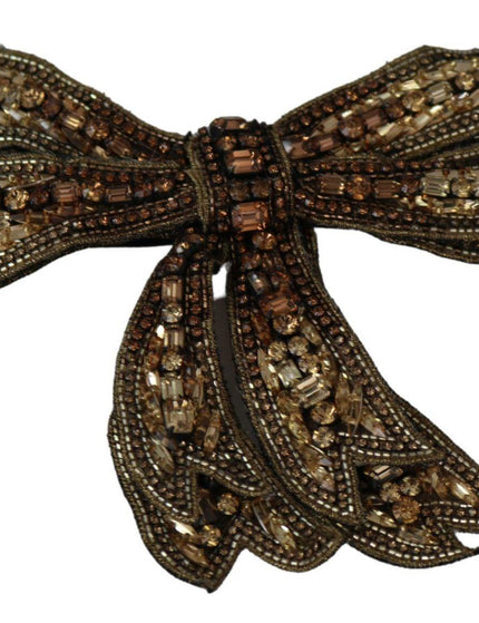 Dolce & Gabbana Gold Tone Silk Rhinestone Embellished Women Bowtie - Ellie Belle