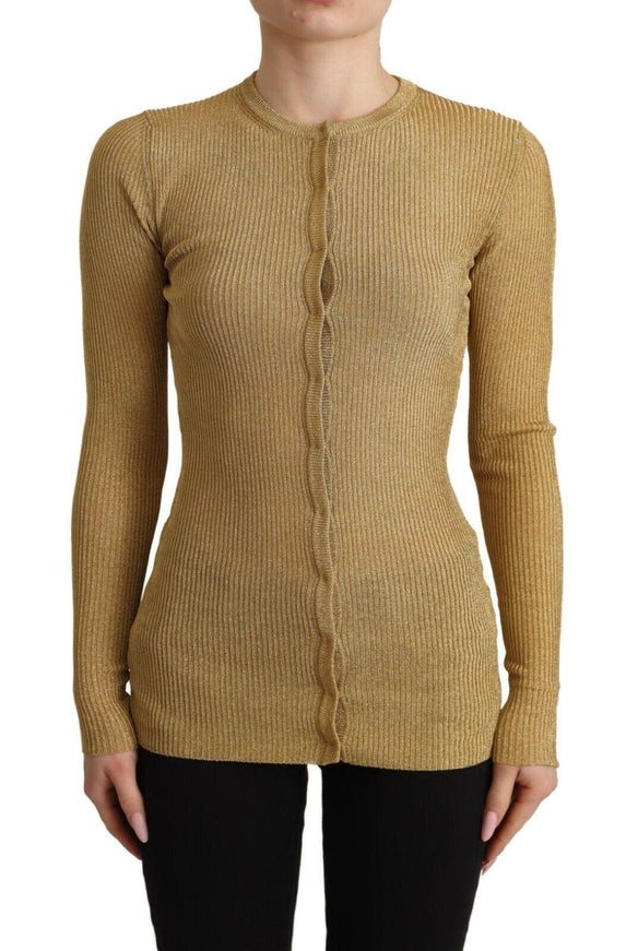 Dolce & Gabbana Gold Viscose Blend Buttons Cardigan Sweater - Ellie Belle