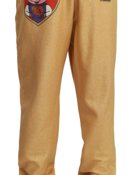 Dolce & Gabbana Gold Year Of The Pig Cotton Mens Pants