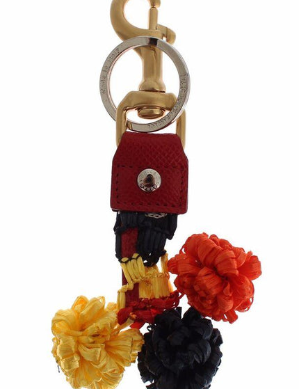 Dolce & Gabbana Gold Yellow Raffia Leather Clasp Finder Chain Keyring - Ellie Belle