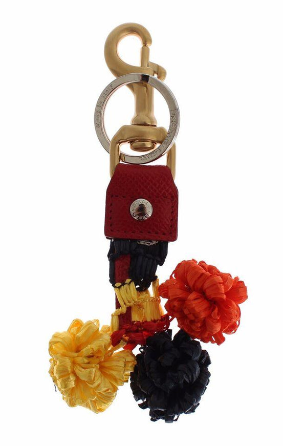 Dolce & Gabbana Gold Yellow Raffia Leather Clasp Finder Chain Keyring - Ellie Belle