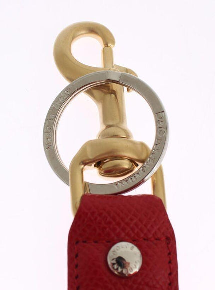 Dolce & Gabbana Gold Yellow Raffia Leather Clasp Finder Chain Keyring